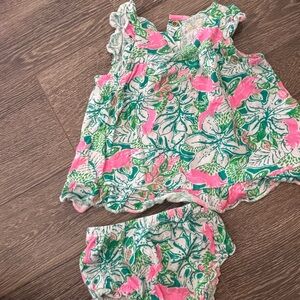 Lilly Pulitzer Pink and Green Baby Outfit